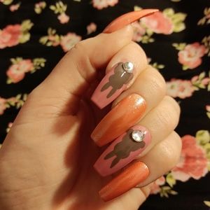 Pink Easter Bunny Press On Nails - New Hand Painted